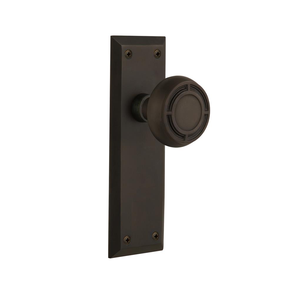 Nostalgic Warehouse 717360  New York Plate Privacy Mission Door Knob in Oil-Rubbed Bronze